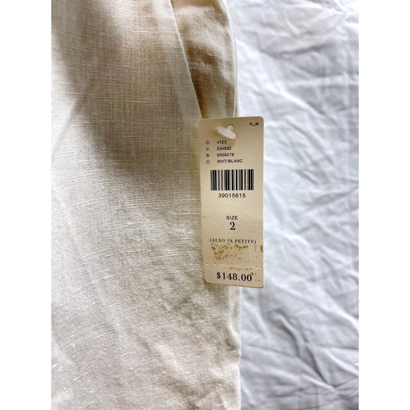 NEW Elevenses Anthropologie White Crochet Trim Wide Leg Pants 2 - Picture 5 of 6